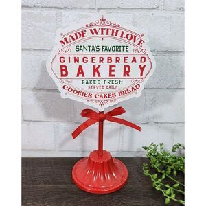 Christmas Gingerbread Cookies Bakery Sign Tabletop Holiday Red Kitchen 10.5" NEW